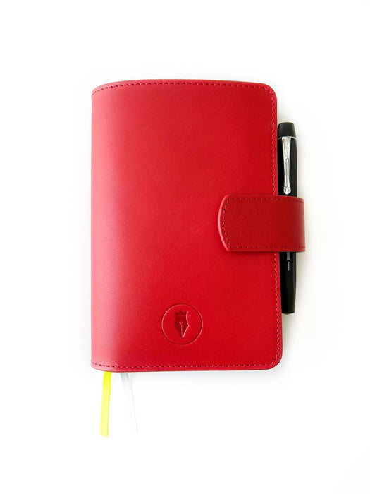 Eng Leather Co. - A6 Size - Leather Notebook Cover Ruby Red - Papier Plume