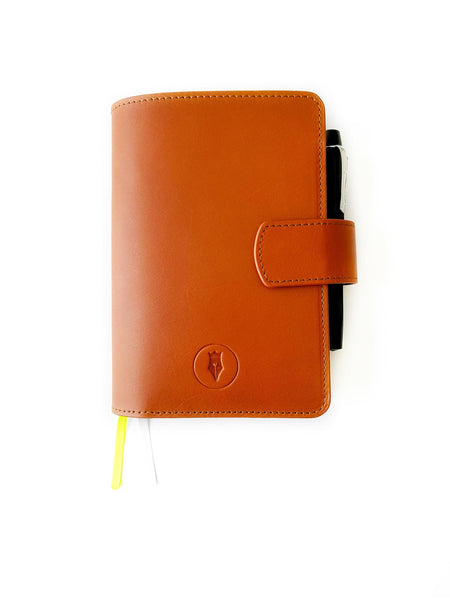 Eng Leather Co. - A6 Size - Leather Notebook Cover Sunrise Orange - Papier Plume