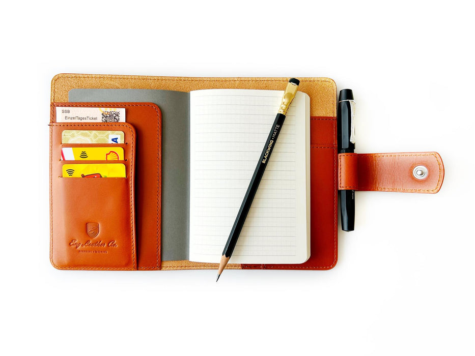Eng Leather Co. - A6 Size - Leather Notebook Cover Sunrise Orange - Papier Plume