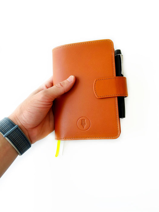 Eng Leather Co. - A6 Size - Leather Notebook Cover Sunrise Orange - Papier Plume