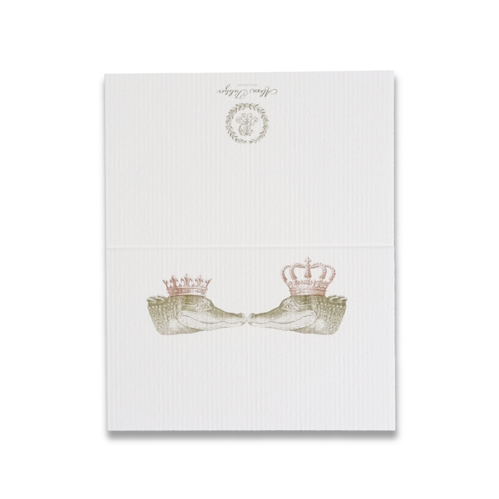 Alexa Pulitzer Kissing Gator place cards featuring colorful gator illustration for elegant table settings.