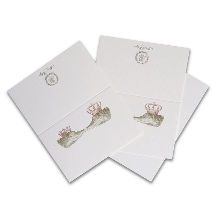 Alexa Pulitzer Kissing Gator place cards featuring colorful alligator illustrations for elegant event seating arrangements.
