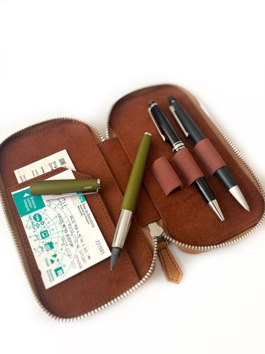 Eng Leather Co. - 3 Slot - Vegan Pen Case Camel - Papier Plume