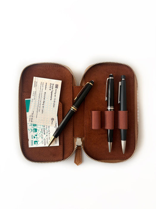 Eng Leather Co. - 3 Slot - Vegan Pen Case Camel - Papier Plume