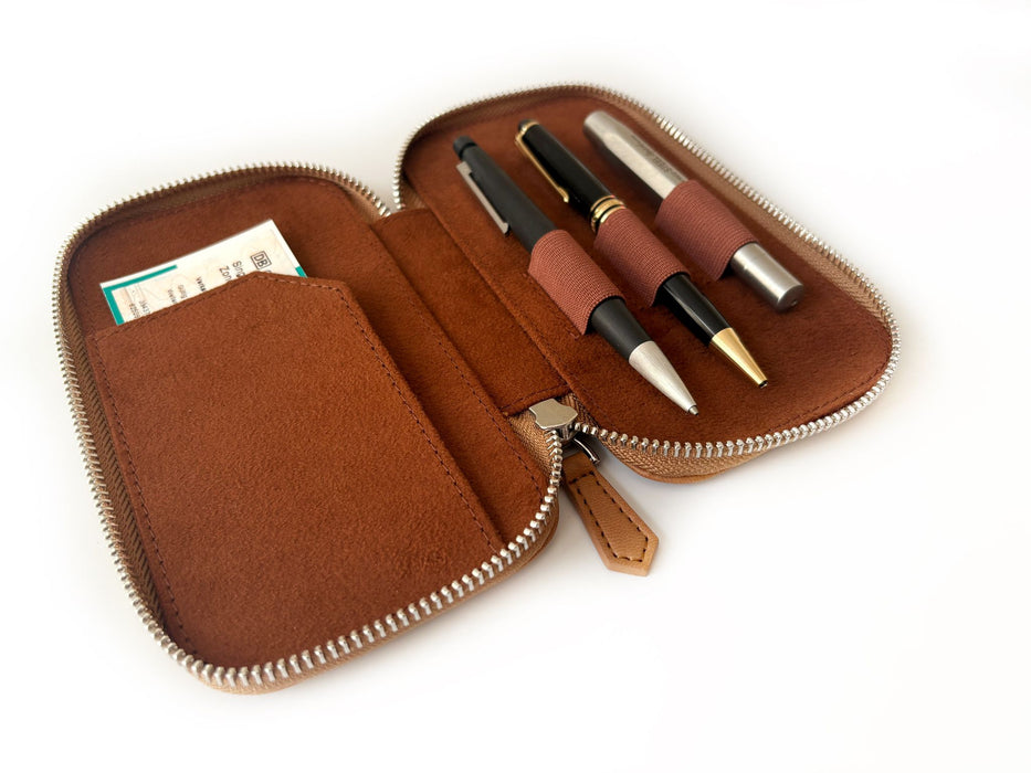 Eng Leather Co. - 3 Slot - Vegan Pen Case Camel - Papier Plume