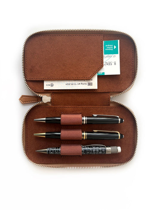 Eng Leather Co. - 3 Slot - Vegan Pen Case Camel - Papier Plume