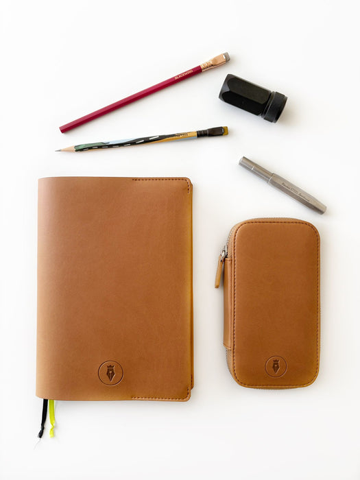 Eng Leather Co. - 3 Slot - Vegan Pen Case Camel - Papier Plume