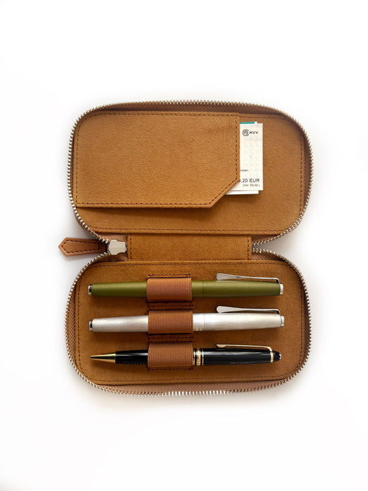 Eng Leather Co. - 3 Slot - Vegan Pen Case Camel - Papier Plume