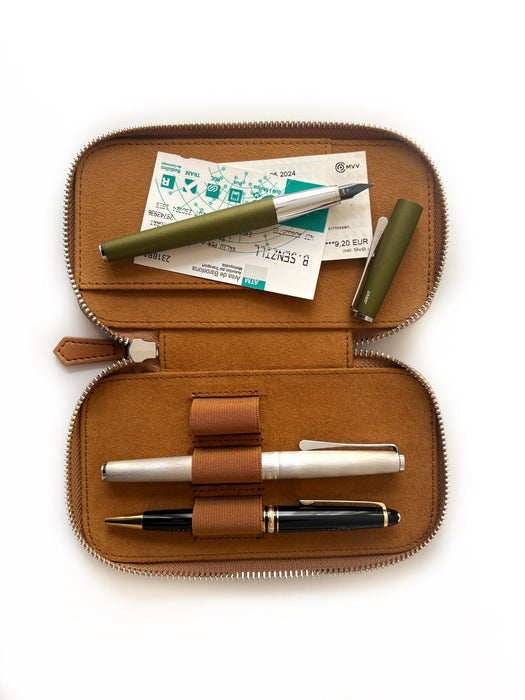 Eng Leather Co. - 3 Slot - Vegan Pen Case Camel - Papier Plume