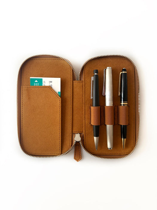 Eng Leather Co. - 3 Slot - Vegan Pen Case Camel - Papier Plume