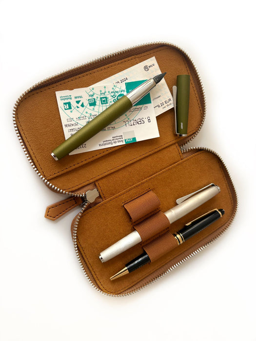 Eng Leather Co. - 3 Slot - Vegan Pen Case Camel - Papier Plume