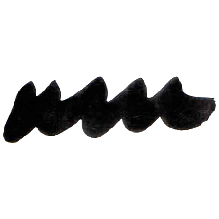 Black bottled calligraphy ink by Papier Plume in a glass bottle with a black screw cap.