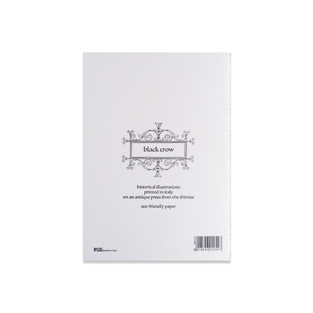 Black Rossi A5 stitched soft cover journal featuring a detailed crow illustration on the front.