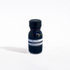 Bottle of Papier Plume black peony fountain pen ink with black ink inside, label visible on the glass container.