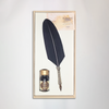 Bortoletti glass dipping pen set with black feather design for calligraphy and writing, showcasing elegant pen and ink holder.