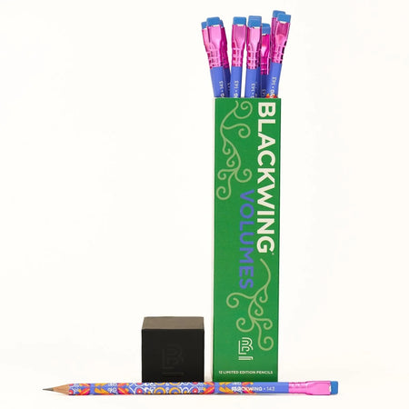 Set of 12 Blackwing Frida Kahlo pencils featuring colorful artwork, perfect for writing or artistic projects.