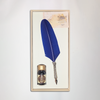 Blue glass feather dipping pen by Bortoletti, set 83, featuring a delicate feather design and fine tip for calligraphy or writing.