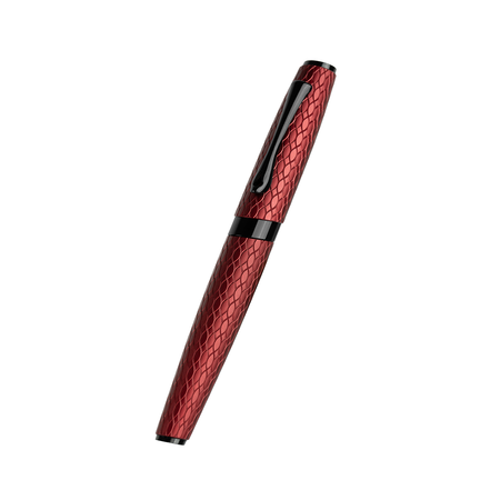 Diplomat Cobra rollerball pen in burgundy red with a closed cap, featuring a sleek, smooth finish and elegant design.