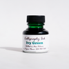 Papier Plume bottled calligraphy ink in Ivy Green, featuring a glass bottle with green ink inside on a white background.