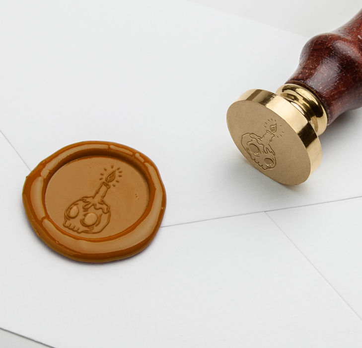 Papier Plume Halloween wax seal featuring a candle skull design from the Little Craft Fest collection