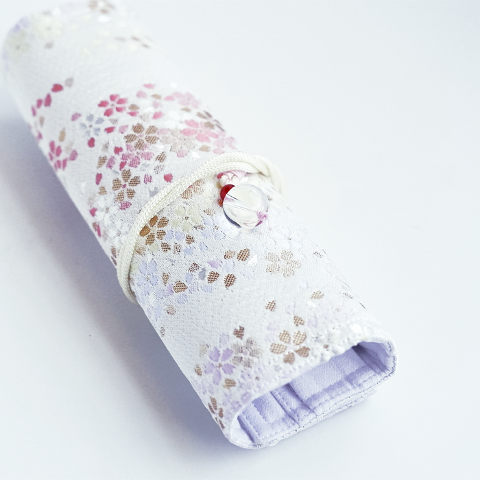 Iridescent Cathay Bloom pen case with floral design, made from durable material, ideal for storing pens and stationery.