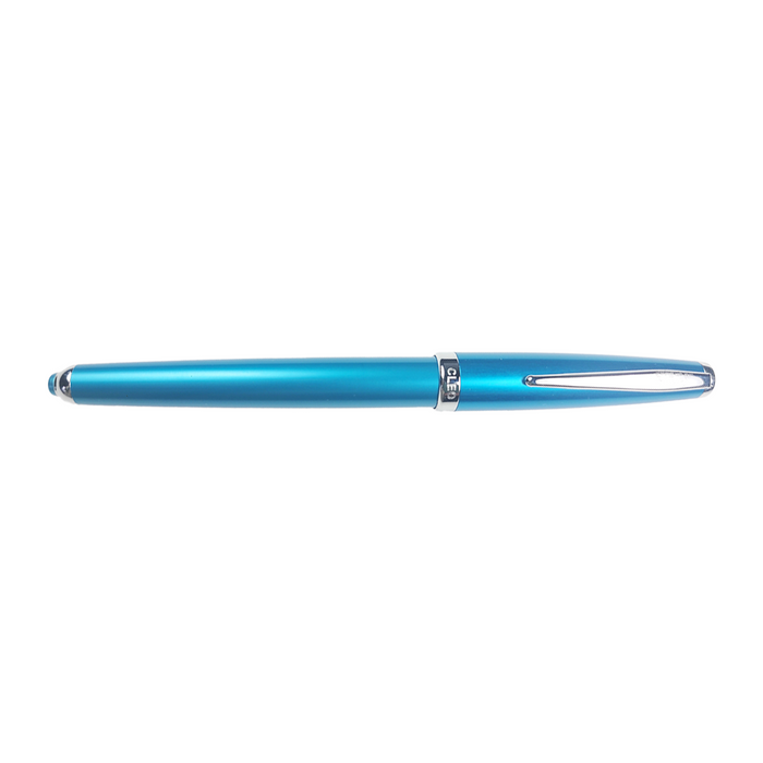 Blue Cleo Skribent rollerball pen with a sleek design, featuring a smooth ink flow and stylish finish.