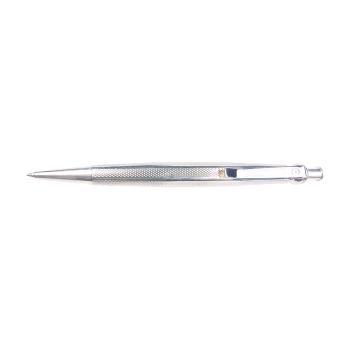 Silver pen on a white background
