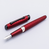 Diplomat Cobra burgundy red fountain pen with gold accents, close-up view showing smooth barrel and elegant design.