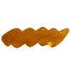 Swatch of Papier Plume Doubloon shimmering fountain pen ink in a vivid, metallic gold color on paper.