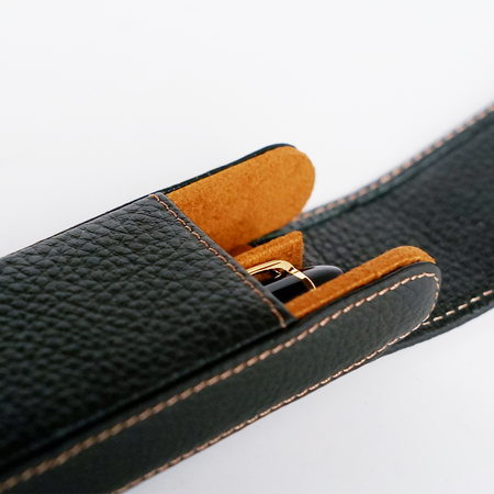 Eng Leather Co. - 2 Pen Hard Case Green Black - Papier Plume