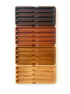 Eng Leather Co. wooden pen tray with compartments, ideal as a stylish leather pen box for organizing writing instruments.
