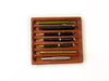 Eng Leather Co. wooden pen tray with compartments for organizing pens and stationery in a stylish leather-designed pen box.