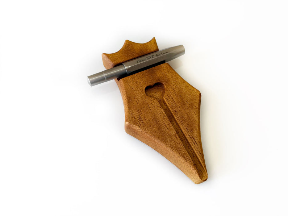 Eng. Leather - Wooden Pen Rest - Papier Plume