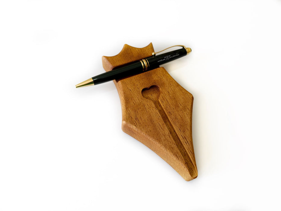 Eng. Leather - Wooden Pen Rest - Papier Plume
