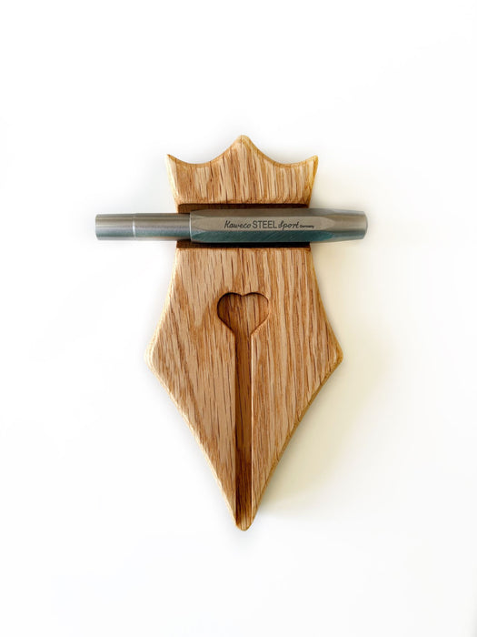 Eng. Leather - Wooden Pen Rest - Papier Plume