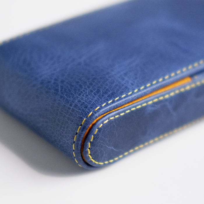 Eng Leather Co. - 3 Pen Hard Case Blue - Papier Plume