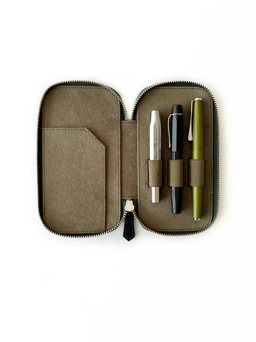 Eng Leather Co. - 3 Slot - Leather Pen Case Aurora Light - Papier Plume
