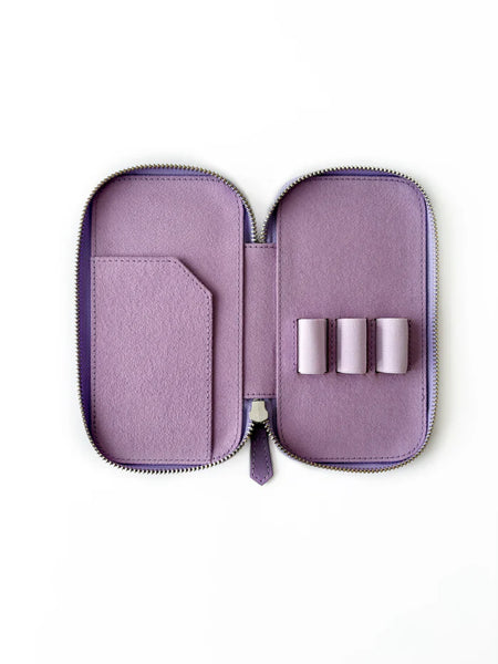 Eng Leather Co. - 3 Slot - Leather Pen Case Light Lavender - Papier Plume