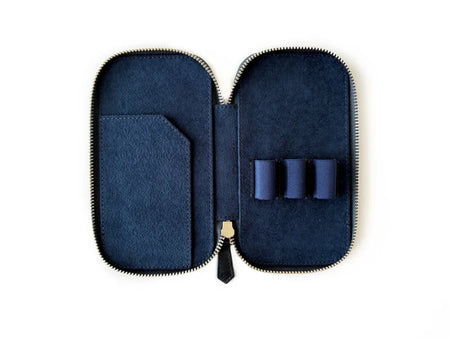 Eng Leather Co. - 3 Slot - Leather Pen Case Night storm - Papier Plume