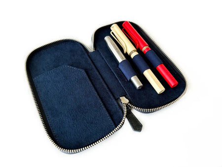 Eng Leather Co. - 3 Slot - Leather Pen Case Dark Cloud - Papier Plume