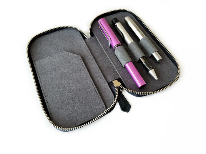 Eng Leather Co. - 3 Slot - Leather Pen Case Dark Cloud - Papier Plume