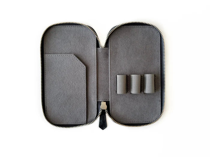 Eng Leather Co. - 3 Slot - Leather Pen Case Dark Cloud - Papier Plume