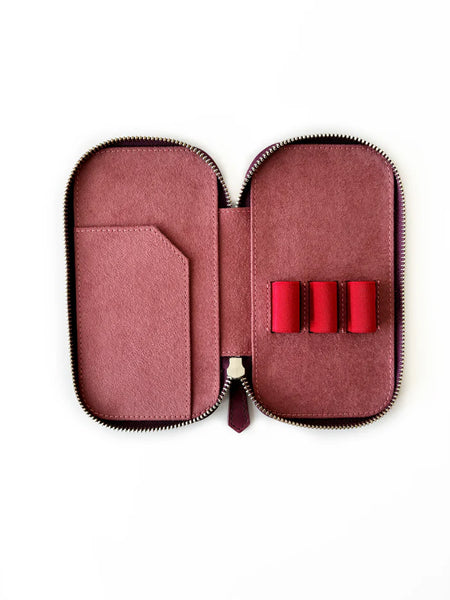 Eng Leather Co. - 3 Slot - Leather Pen Case Burgundy - Papier Plume