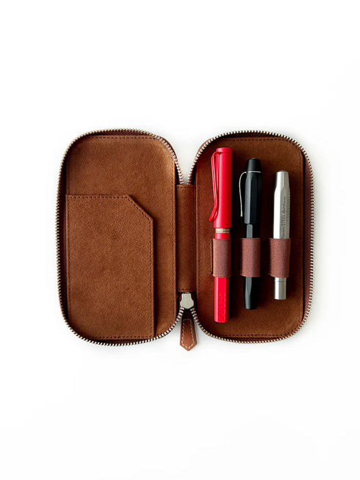 Eng Leather Co. - 3 Slot - Leather Pen Case Toffee - Papier Plume