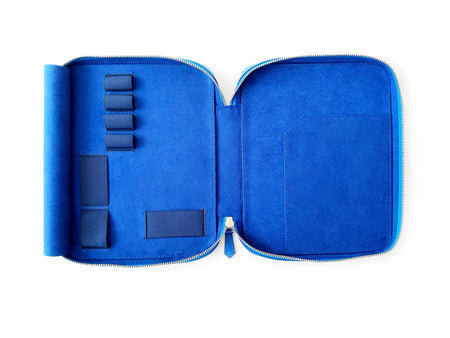 Eng Leather Co. - 4 Slot A5 Organizer Leather Pen Case Prussian Blue - Papier Plume