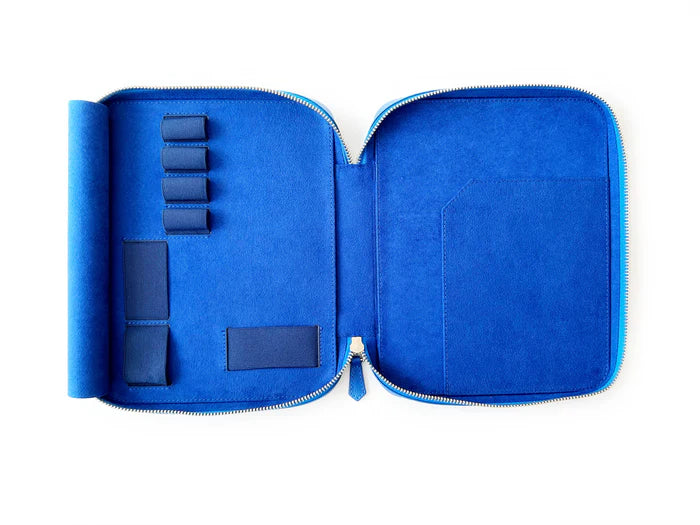 Eng Leather Co. - 4 Slot A5 Organizer Leather Pen Case Prussian Blue - Papier Plume