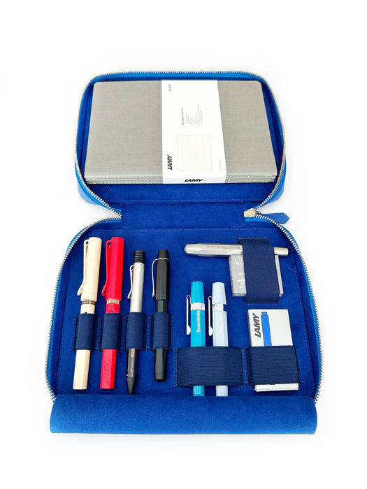Eng Leather Co. - 4 Slot A5 Organizer Leather Pen Case Prussian Blue - Papier Plume