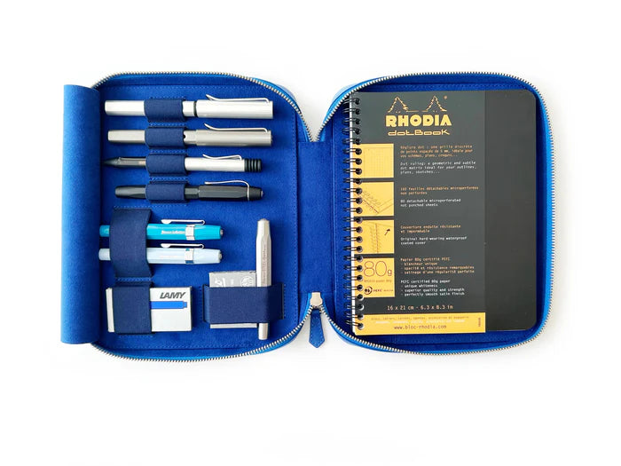 Eng Leather Co. - 4 Slot A5 Organizer Leather Pen Case Prussian Blue - Papier Plume
