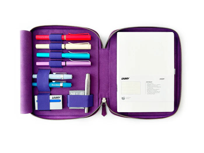 Eng Leather Co. - 4 Slot A5 Organizer Leather Pen Violet - Papier Plume