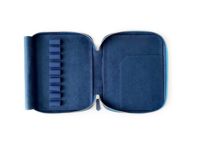 Eng Leather Co. - 9 Slot Leather Pen Case Midnight Blue - Papier Plume